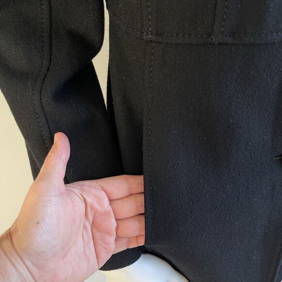 Kenneth Cole Reaction Wool Blend Black Long Pea Coat Women's 2 Preppy Old Money - Picture 5 of 16